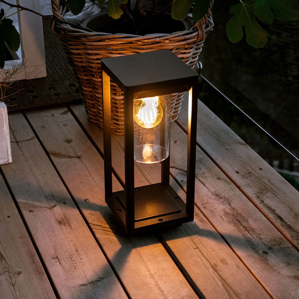 Außen-Stehlampe, Farbwechsel, etc-shop Fernbedienung Leuchtmittel Leuchte Garten Sockel Warmweiß, Garten LED inklusive, schwarz