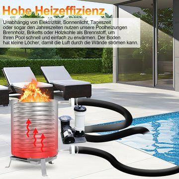 Bettizia Pool-Wärmepumpe Poolheizung Schwimmbadheizung Edelstahlspirale Feuertonne 30x45cm