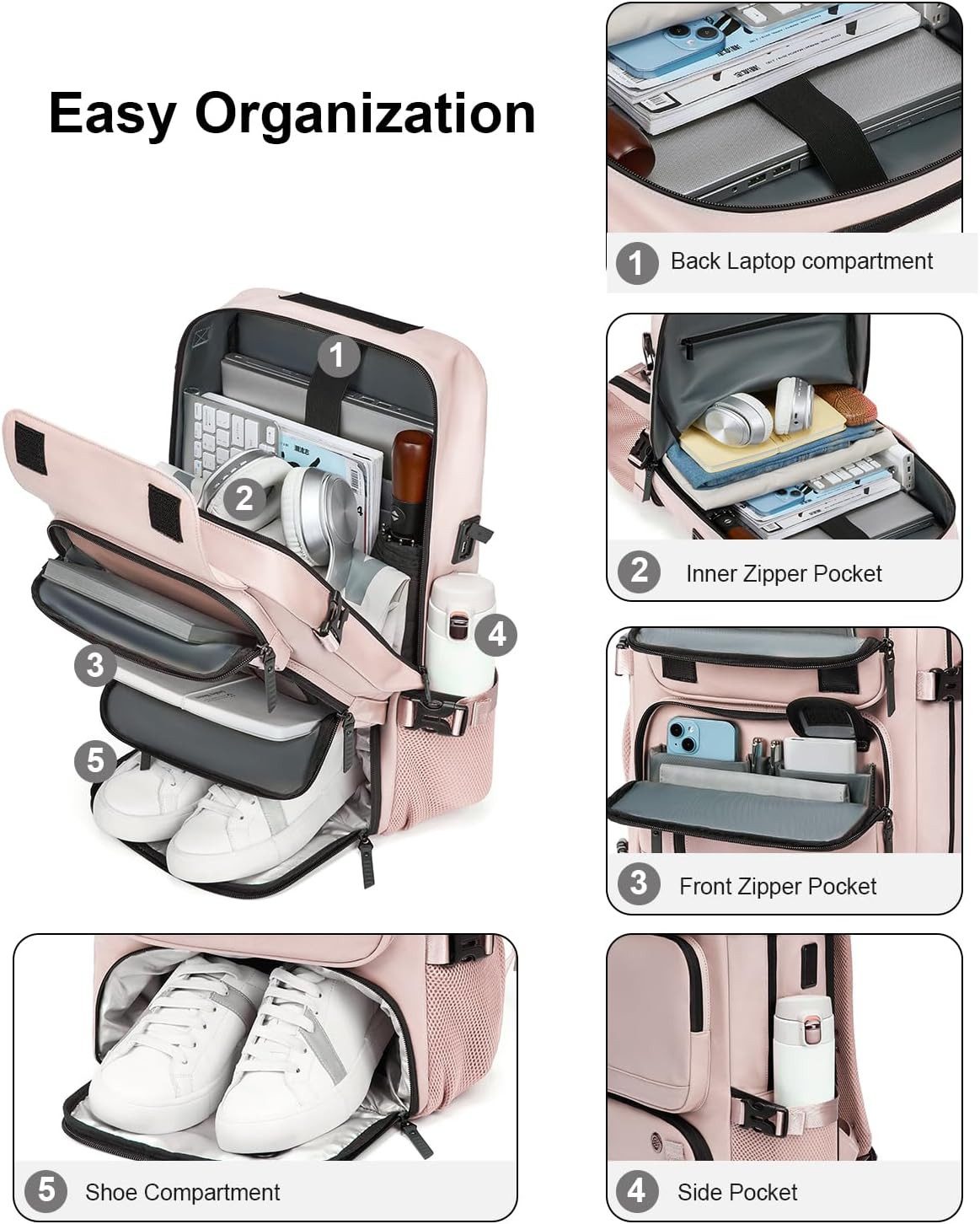 LIANNA Wanderrucksack Reise-Laptop-Rucksack. Passend für 16,5-Zoll-Notebook-Rucksack. (Set, 1-tlg., mit Federtasche), Handgepäck-Rucksack mit USB-Ladeanschluss.