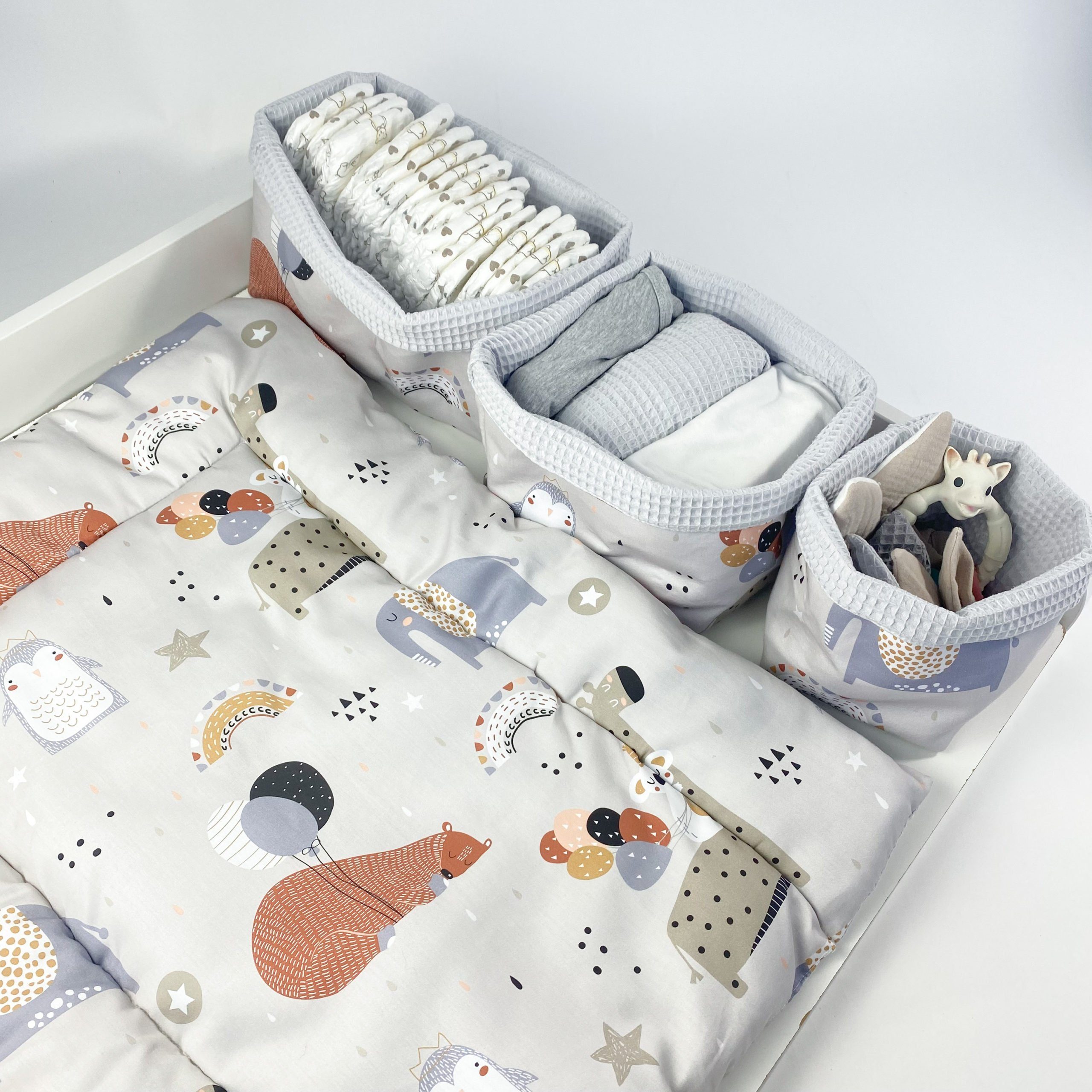Baby Baumwolle BABEES zweiseitig Wickelauflage für Ikea 75x75,70x50 cm Wickelunterlage