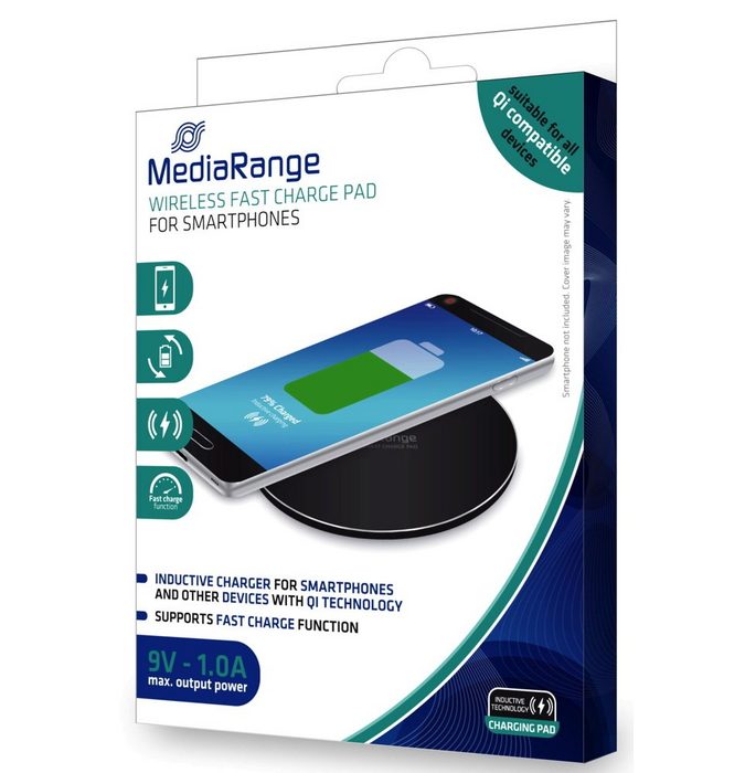 Mediarange Wireless Charger Ladegerät charging pad Fast Charge schwarz Universal-Ladegerät