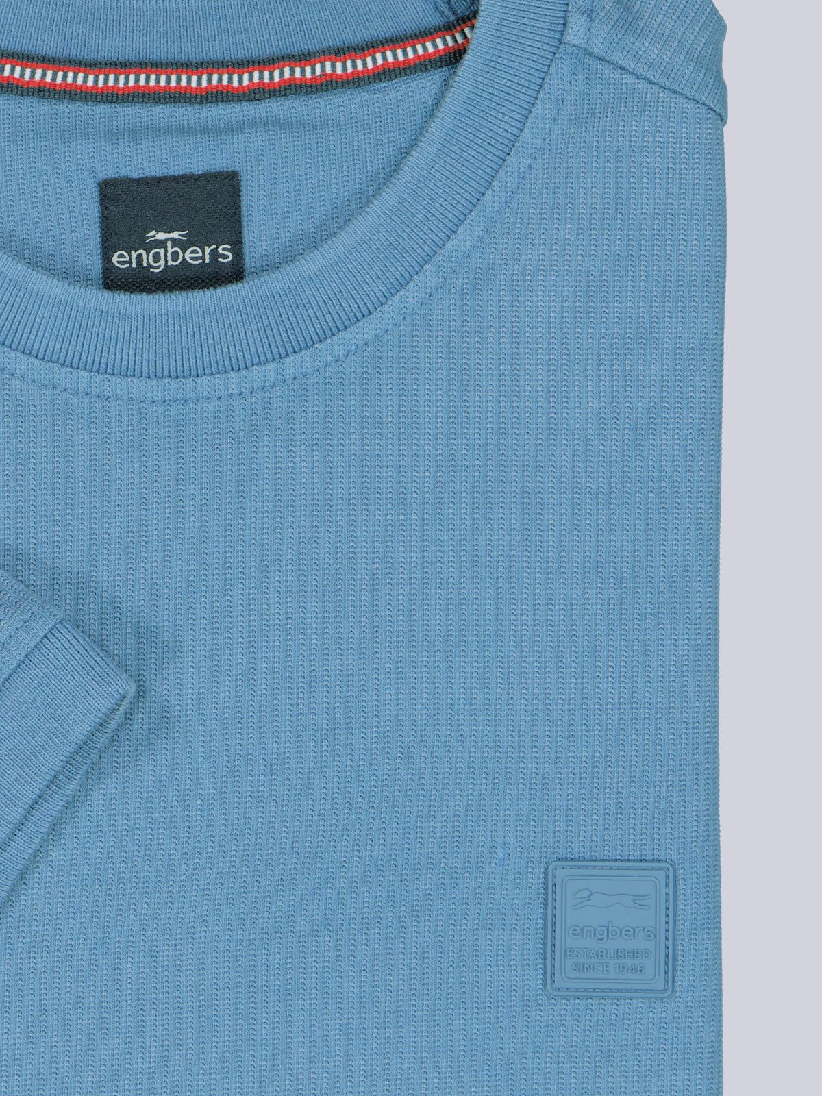 Engbers T-Shirt Herren Rundhals T-Shirt mit Badge an der Brust, Royalblau