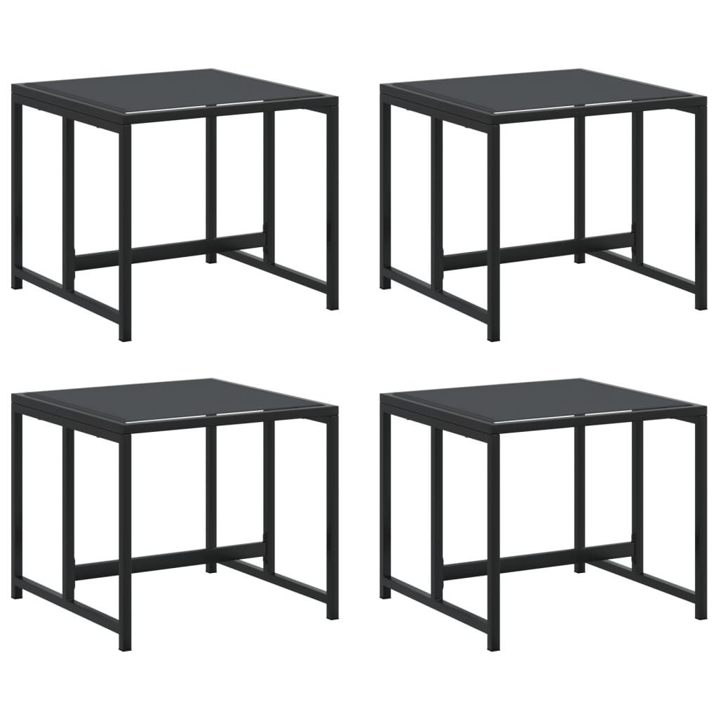 vidaXL Hocker Gartenhocker 4 Stk. Schwarz Stahl und Textilene (4 St)