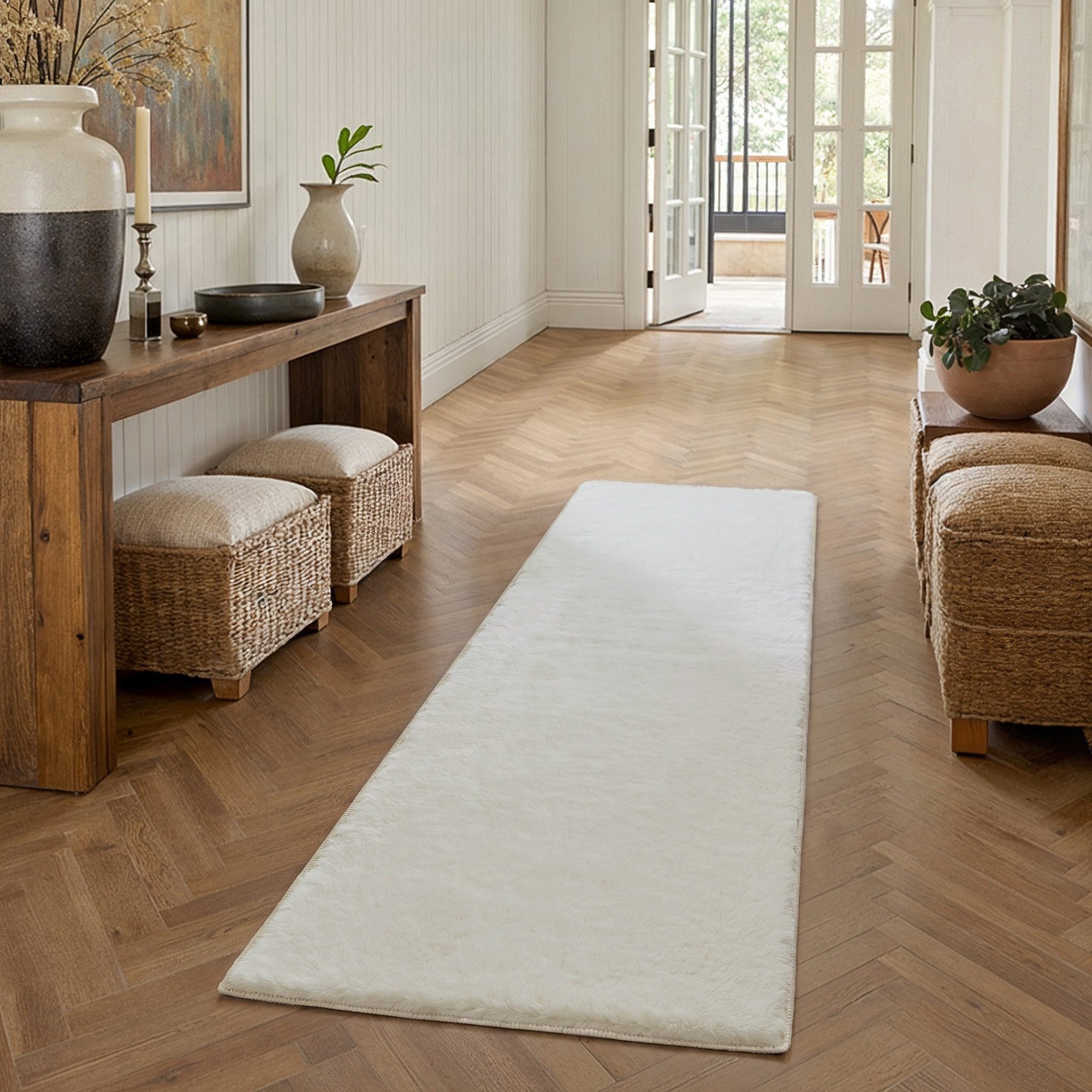 PURECOZY Teppich Kurzflor im Scandi-Look – weich, kuschelig, waschbar und pflegeleicht, rechteckig, Höhe: 5 mm, geeignet für verschiedene Innenräume, 60 x 180 cm