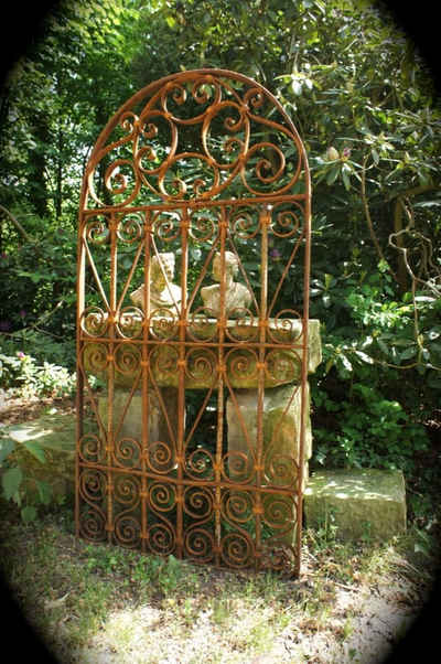 Antikas Gartentor Gartentor Schmiedeeisentor mit Rundbogen handwerkliches Tor