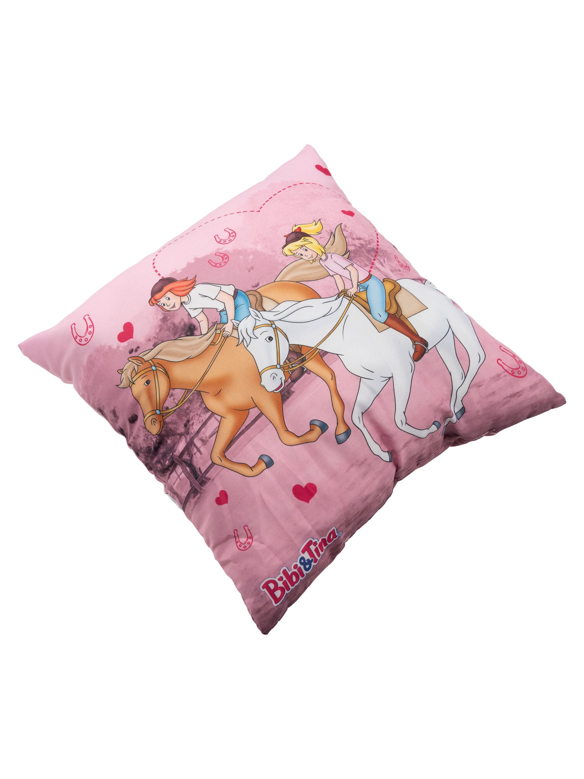 United Labels® Dekokissen Bibi & Tina Kissen Pferde Plüsch Zierkissen Kopfkissen 40 x 40 cm