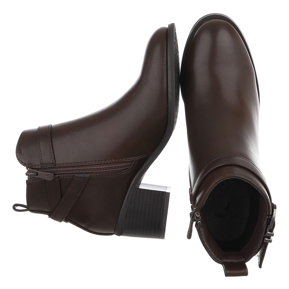 Ital-Design Damen Ankle Boot mit Blockabsatz und Schnalle Chelseaboots (92125625) Blockabsatz Stiefeletten in Braun