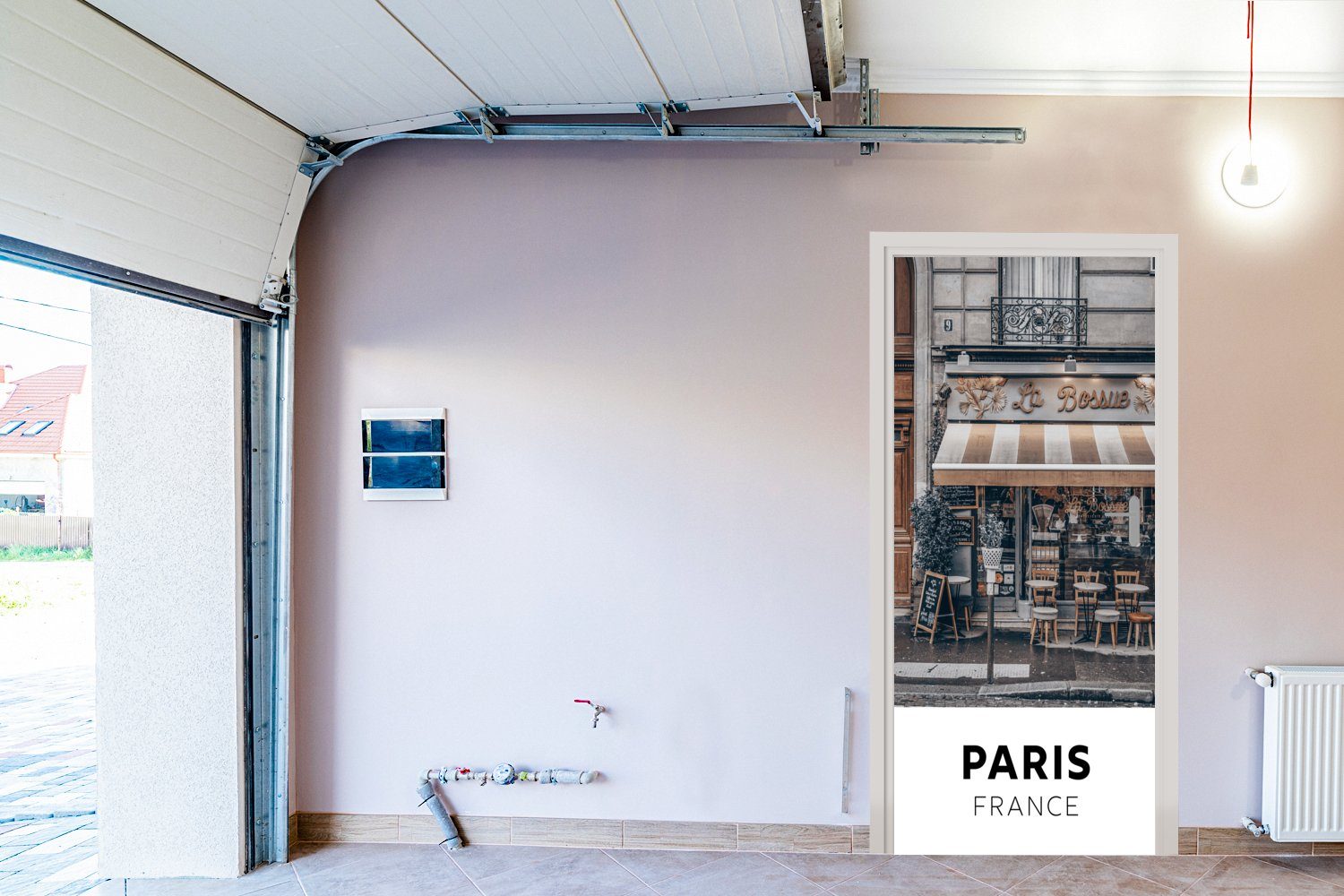- Paris Matt, MuchoWow 75x205 bedruckt, (1 cm Tür, St), Türtapete Frankreich Cafe, Fototapete für Türaufkleber, -