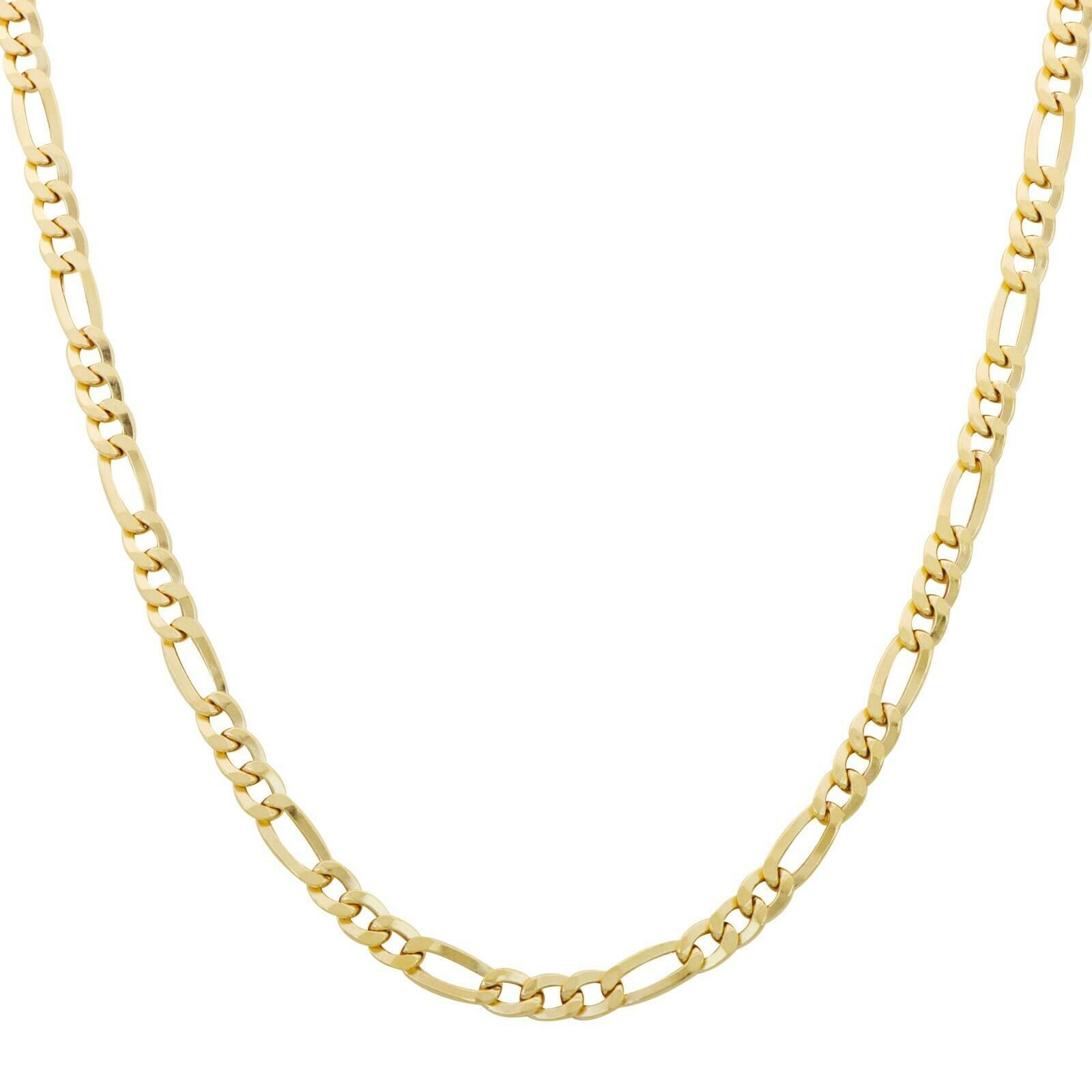 Tony Fein Goldkette Figarokette 5mm 585er Gelbgold 14 Karat Hochglanzpoliert, Made in Italy für Damen und Herren
