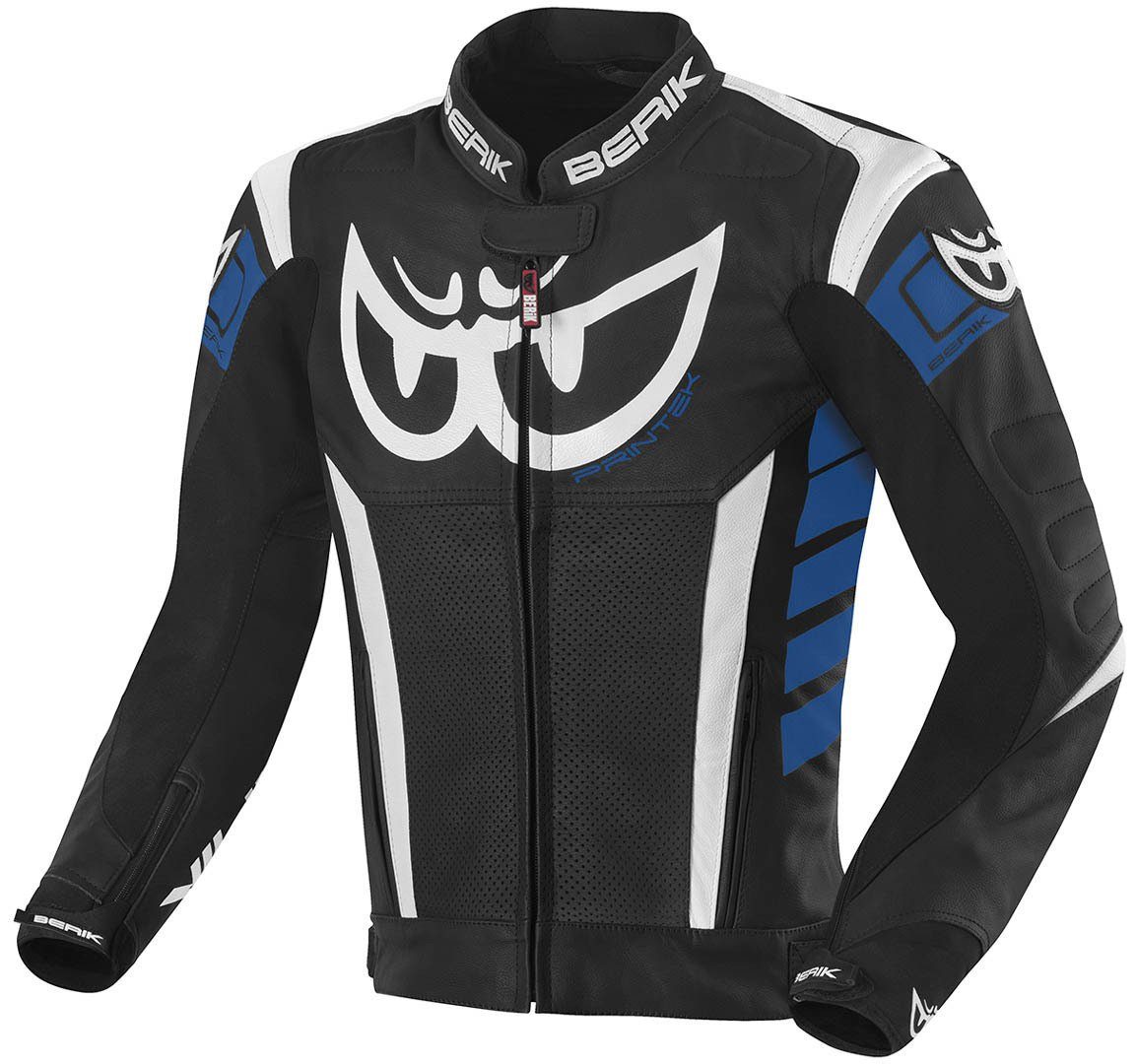 Berik Motorradjacke Zakura Motorrad Lederjacke Black/White/Blue