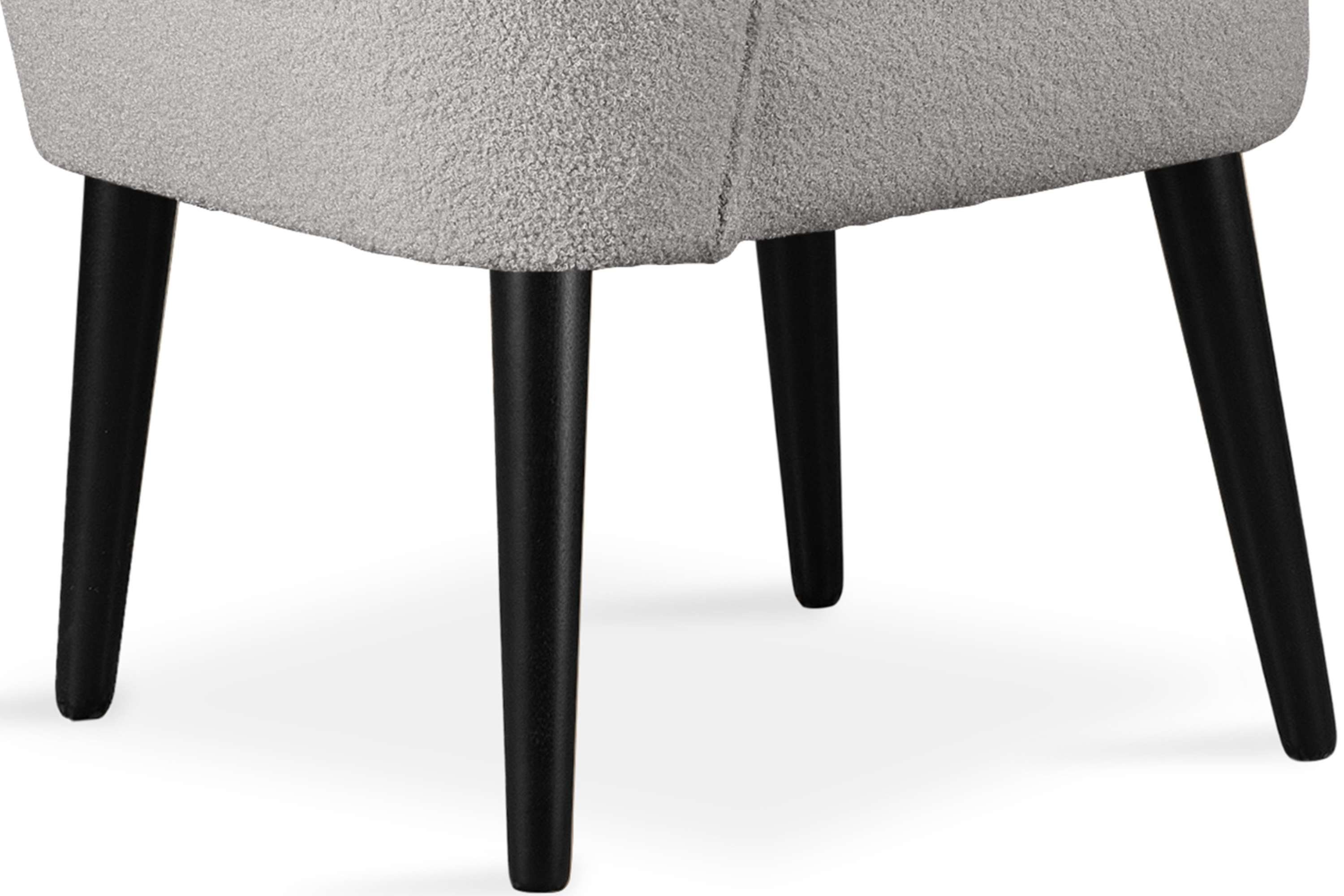 Konsimo hellgrau Cocktailsessel hohen Beinen recyceltem aus Boucle-Stoff hellgrau/schwarz Sessel, aus APPA schwarz lackierten | Buchenholz, auf