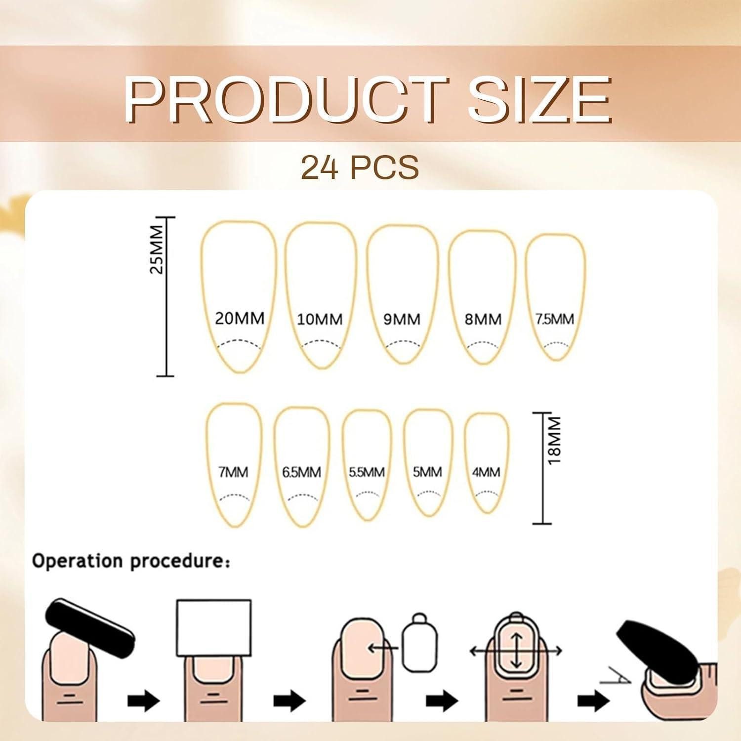LuxusKollektion Kunstfingernägel 24er French Tip Press on Nails Mandel Perlen Gold Glänzend