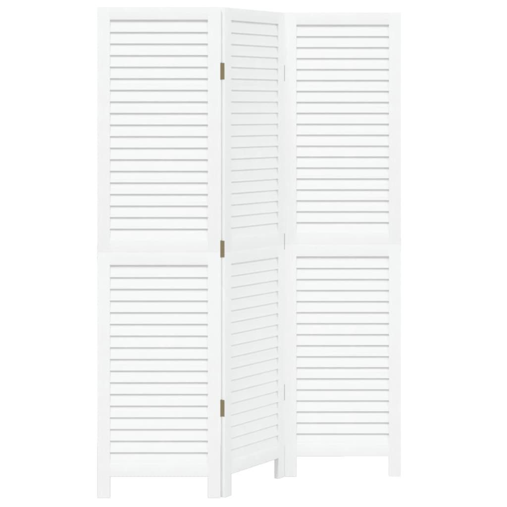 vidaXL Paravent 40 x 160 cm 3-tlg Raumteiler Weiß Massivholz Paulownia Paravent