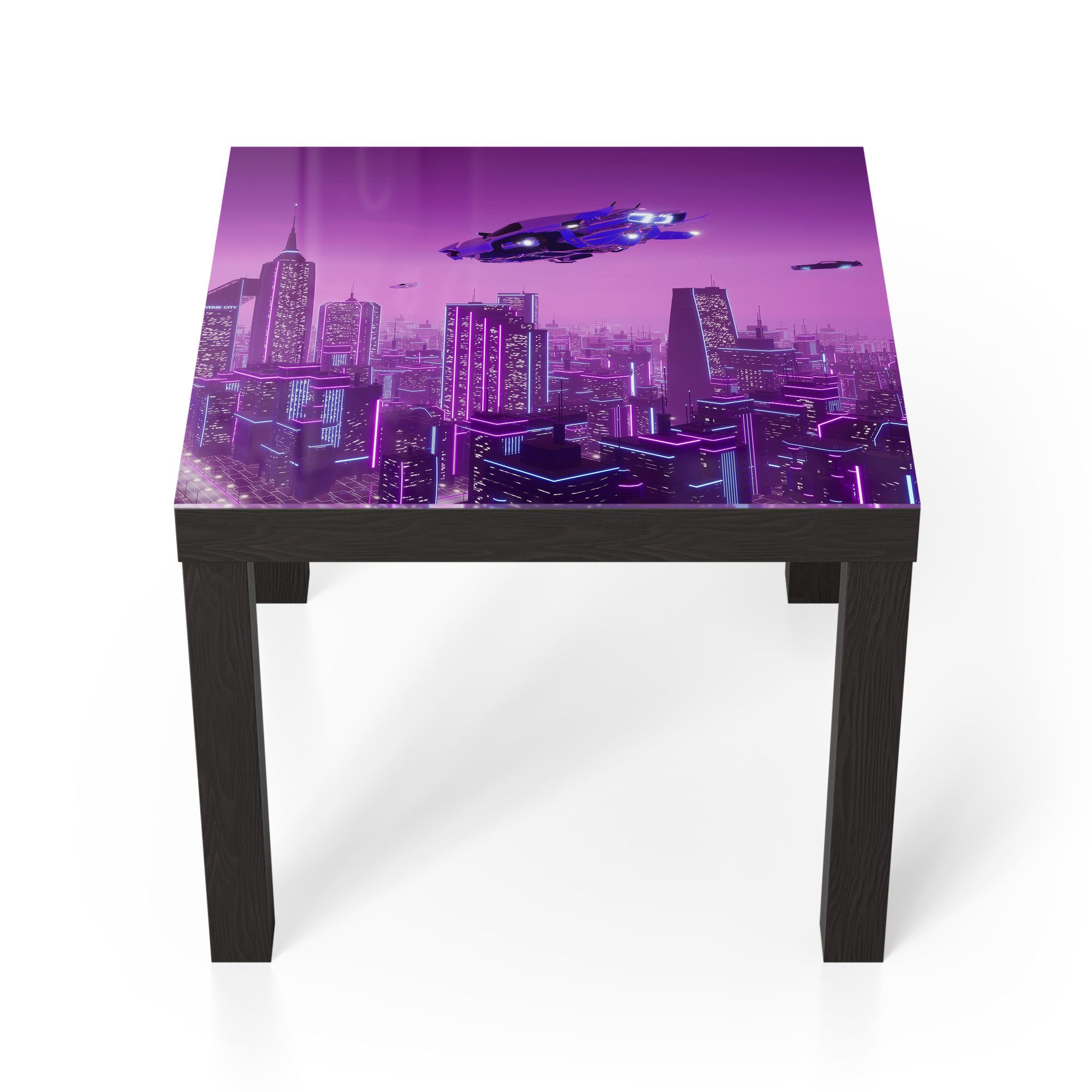 DEQORI Couchtisch 'Futuristische Metropole', Glas Beistelltisch Glastisch modern