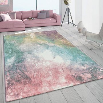 Teppich Mero 100, Paco Home, rechteckig, Höhe: 16 mm, Kurzflor, modernes Design, Pastell-Farben, Used-Optik