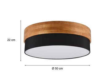 meineWunschleuchte LED Deckenleuchte, LED wechselbar, Warmweiß, große Holz-lampe über Esstisch, Lampenschirme Stoff Treppenhaus, Ø50cm