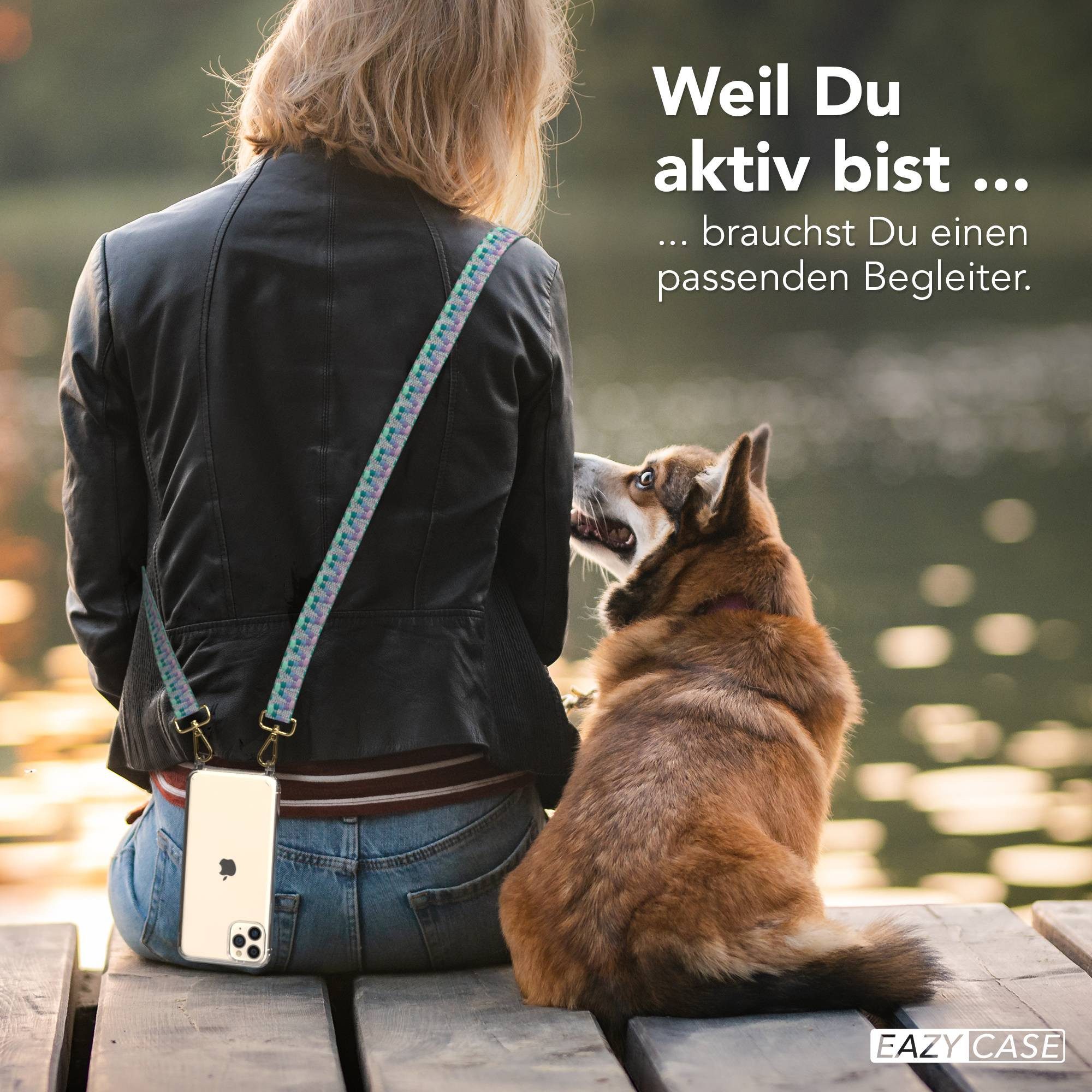 EAZY CASE Handykette Umhängeband für Apple iPhone 11 Pro Max 6,5 Zoll, Handyhülle mit Band ZickZack Necklace Funktion Einhorn Farben