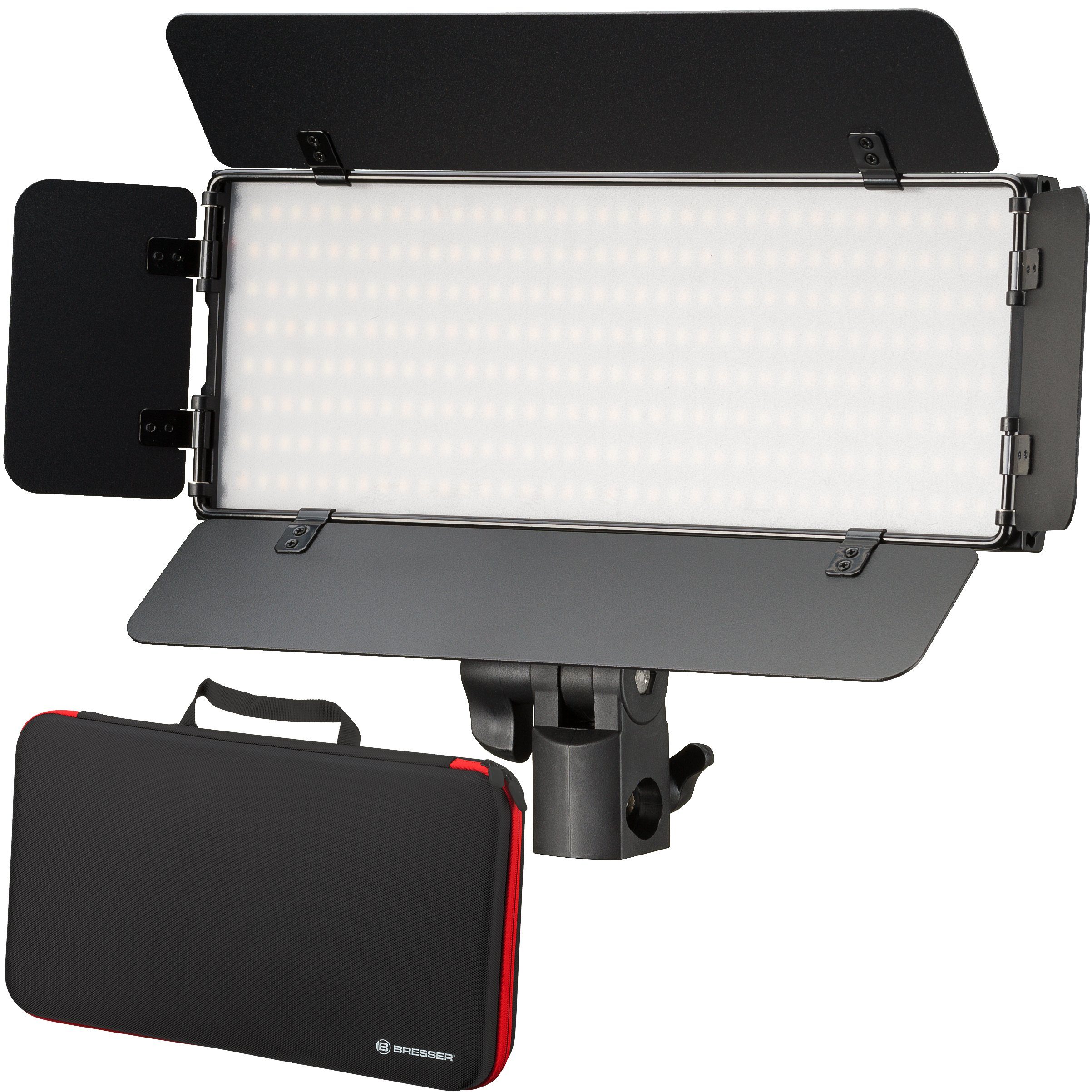 BRESSER Tageslichtlampe BRESSER PT 30B-II LED Bi-Color Videoleuchten-Set mit Lichtklappen, Ak…