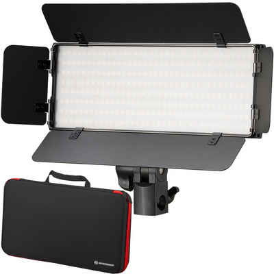 BRESSER Tageslichtlampe PT 30B-II LED Bi-Color Videoleuchten-Set mit Lichtklappen, Akkus, Net…