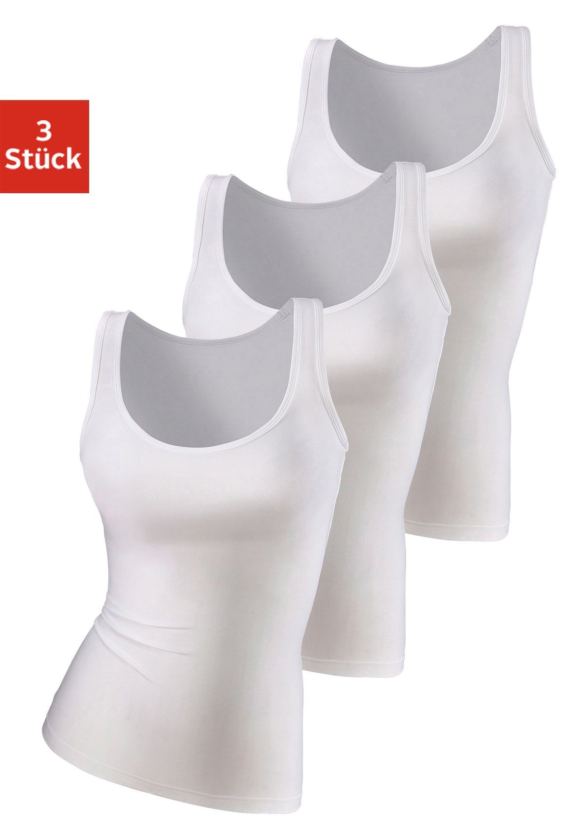 Vivance Active by Lascana Unterhemd (3er-Pack) aus weicher Microfaser, Tanktop, Unterziehshirt