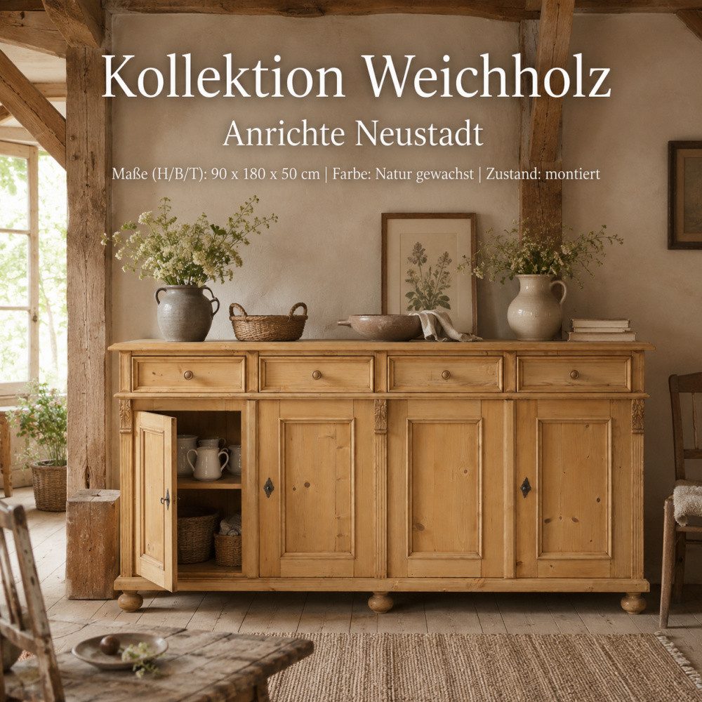 Wohnpalast Sideboard Anrichte Neustadt Weichholz 180 cm Sideboard