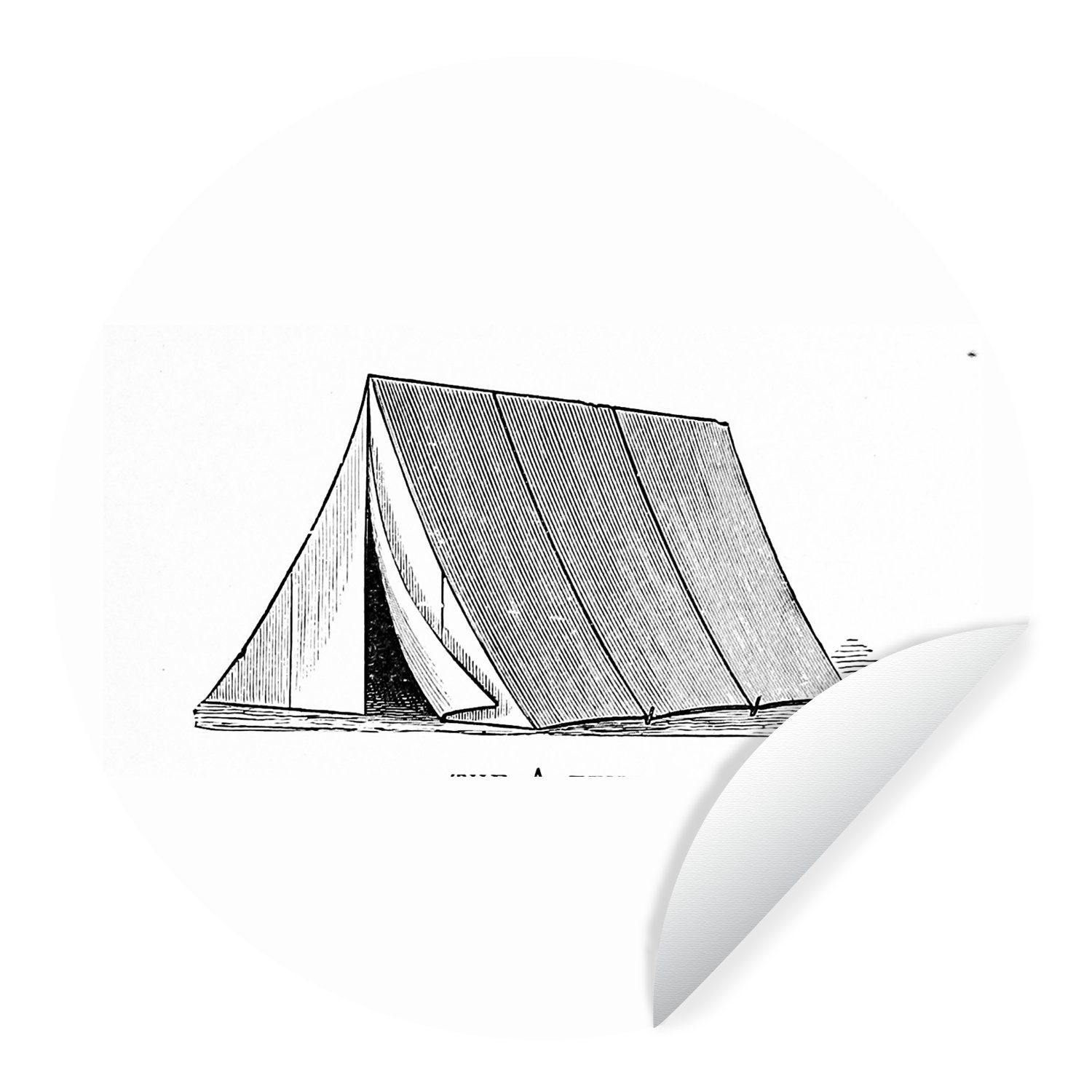 MuchoWow Wandsticker Retro - Zelt - Camping (1 St), Tapetenkreis für Kinderzimmer, Tapetenaufkleber, Rund, Wohnzimmer