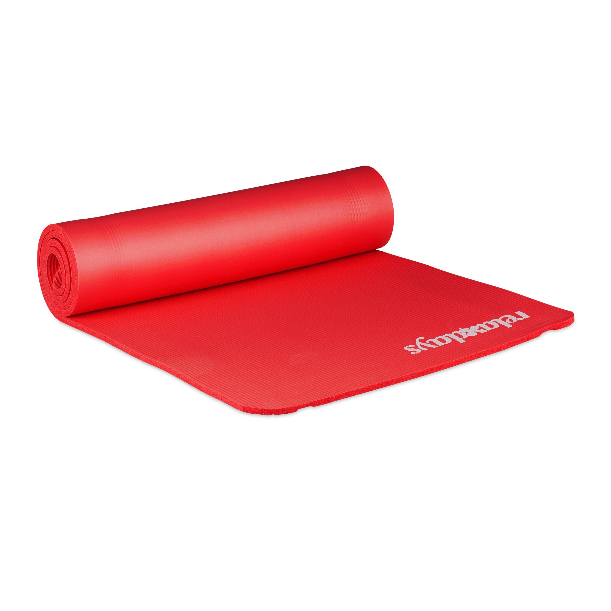 relaxdays Yogamatte 1 cm dick einfarbig (2-St), rot