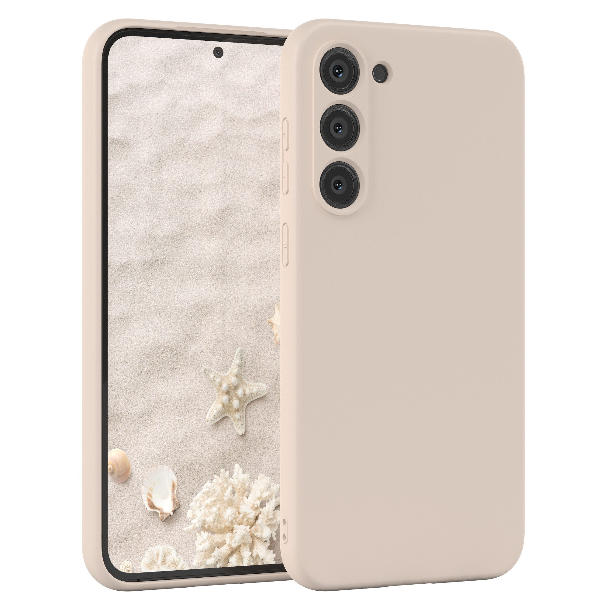 EAZY CASE Handyhülle für Samsung Galaxy S23 Plus Hülle Silikon 6,6 Zoll, Bumper Case Matt Slimcover Silikonschutzhülle elastisch Taupe / Beige