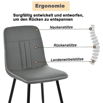 OKWISH Esszimmerstuhl mit Rückenlehne (4 St), Polsterstuhl Stuhl mit Rückenlehne, Verstellbare Vorderbeine
