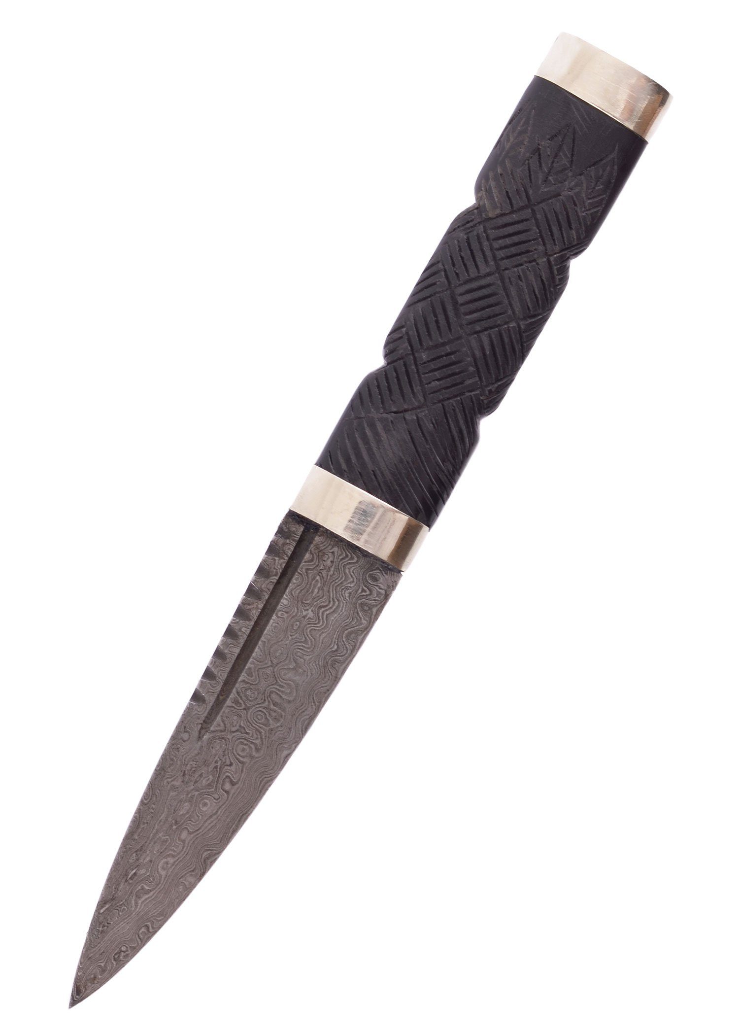 Ritter-Kostüm Sgian Dubh Messer mit Damaststahlklinge und Scheide