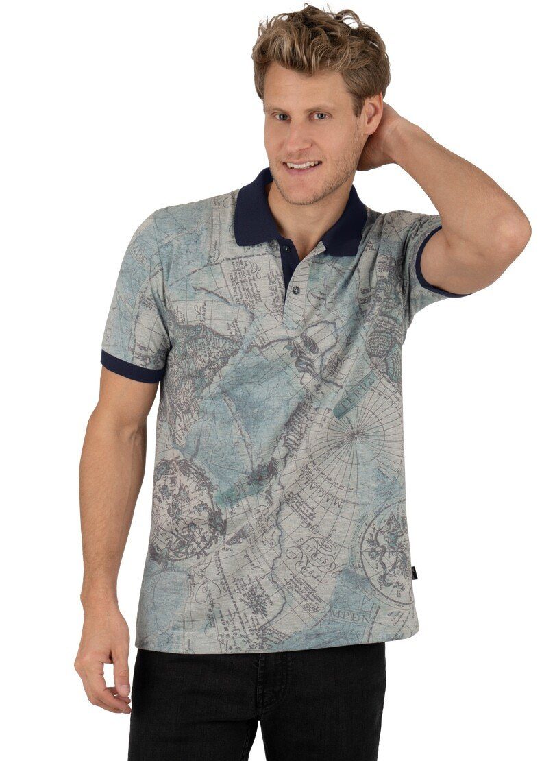 Trigema Poloshirt modischem TRIGEMA mit Poloshirt Allover-Print