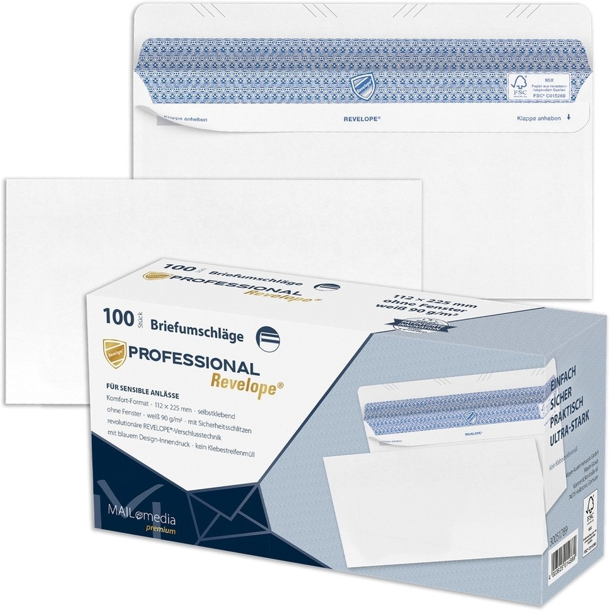 Briefumschlag Конверты Revelope DINlang 90g/qm haftklebend ohne Fenster weiß .