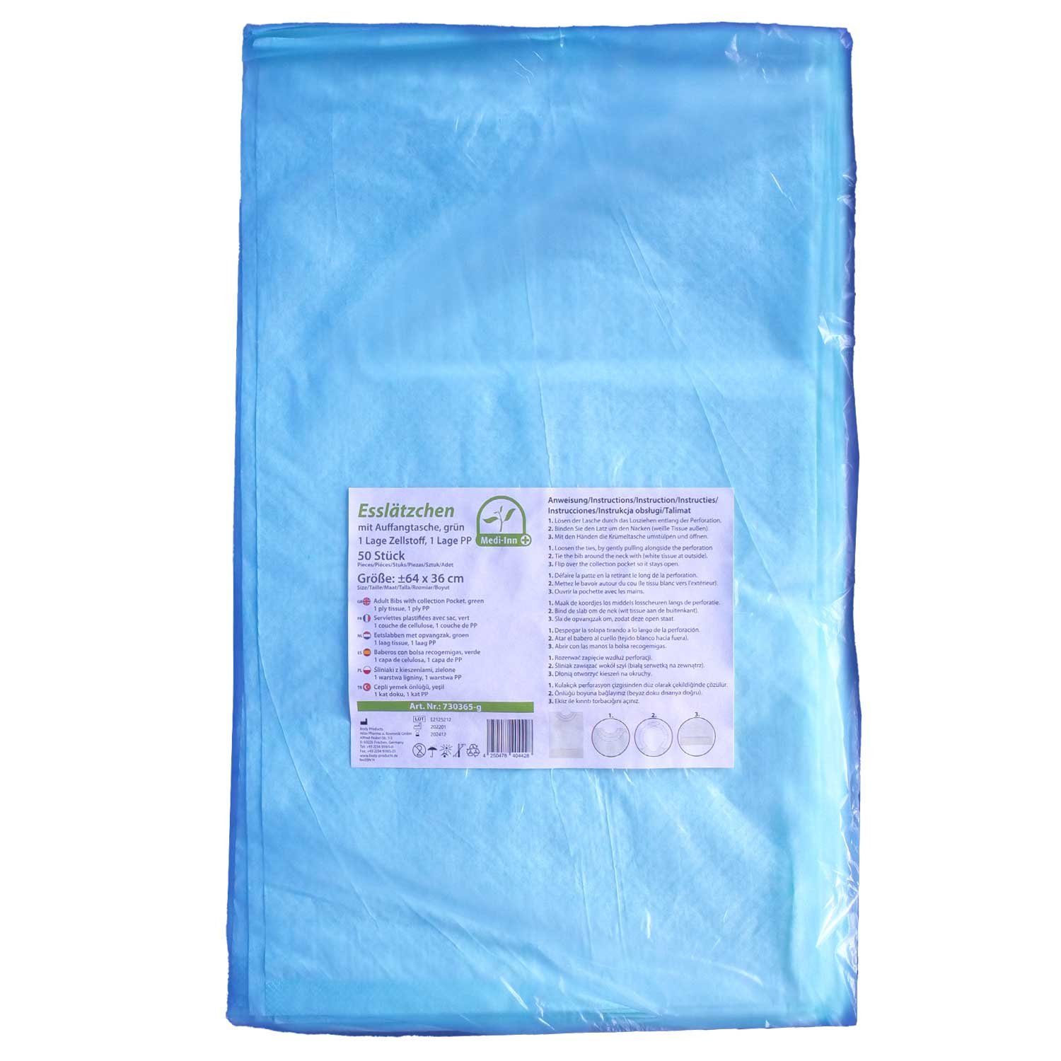 BODY PRODUCTS Relax Pharma und Kosmetik GmbH Lätzchen Medi-Inn Einmal-Esslätzchen mit Auffangtasche 50 Stück