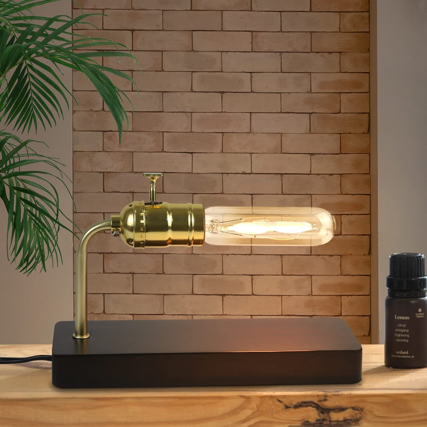 Nettlife Nachttischlampe E27 Steampunk antik mit Industrie aus Metall Schalter, Holz wechselbar LED