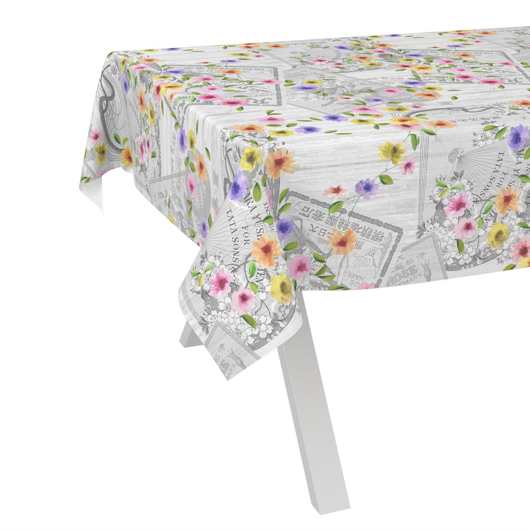 ANRO Tischdecke Wachstuchtischdecke abwaschbar Postkarte Tischwäsche (Einzelstück 1-tlg), wasserabweisend pflegeleicht Vintage Grau 100x140cm