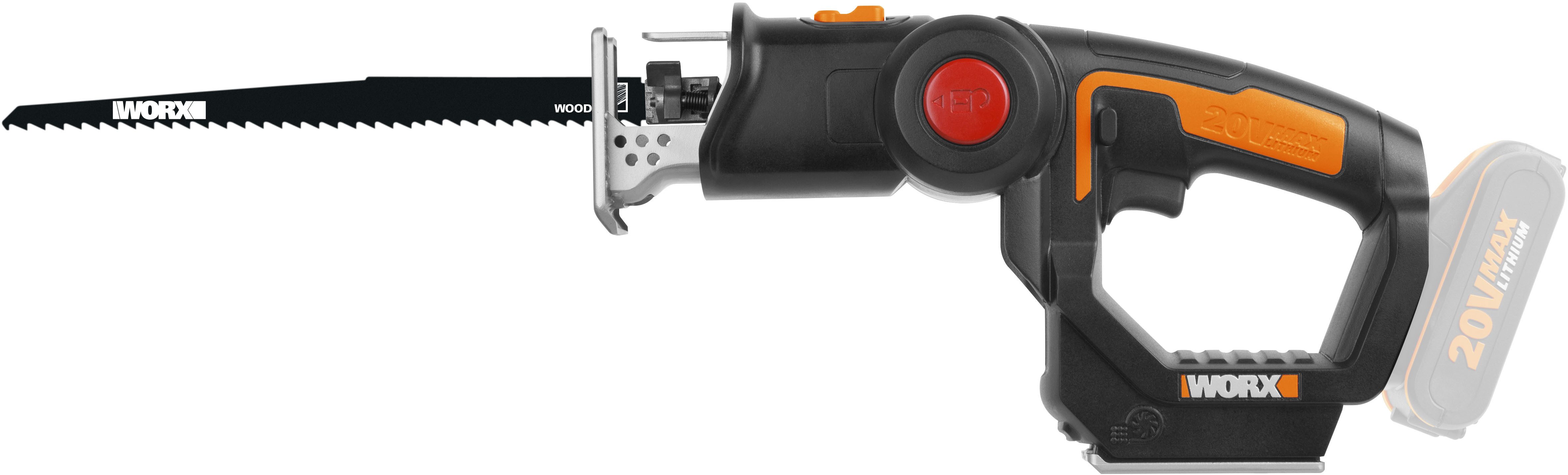 Worx Akku-Stichsäge WX550.9 Axis, Profi 2-in-1 Pendelhub Stich- & Säbelsäge, ohne Akku & Ladegerät