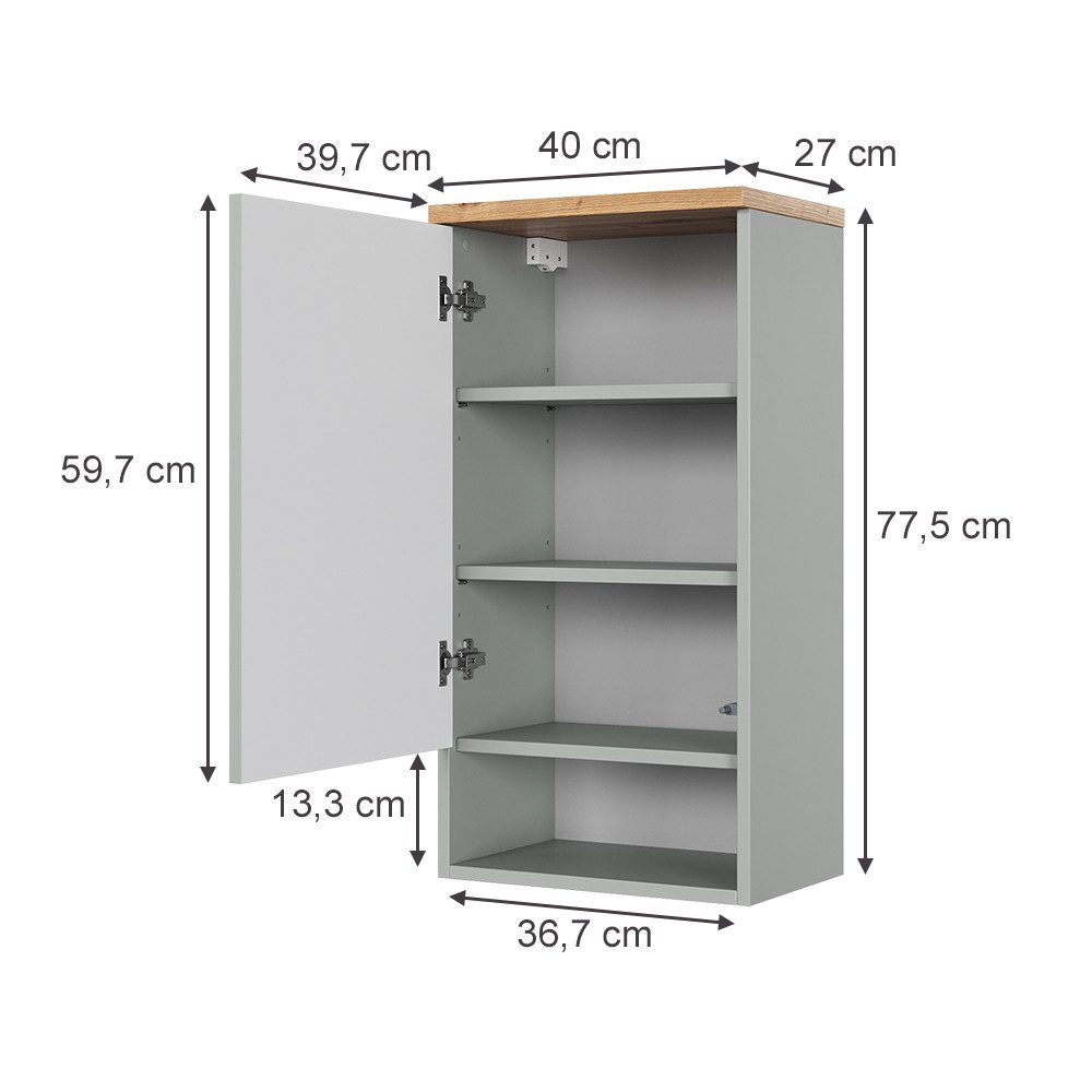 Vicco Hängeschrank Eden, Grau/Artisan, 40 x 77.5 cm (1-St)