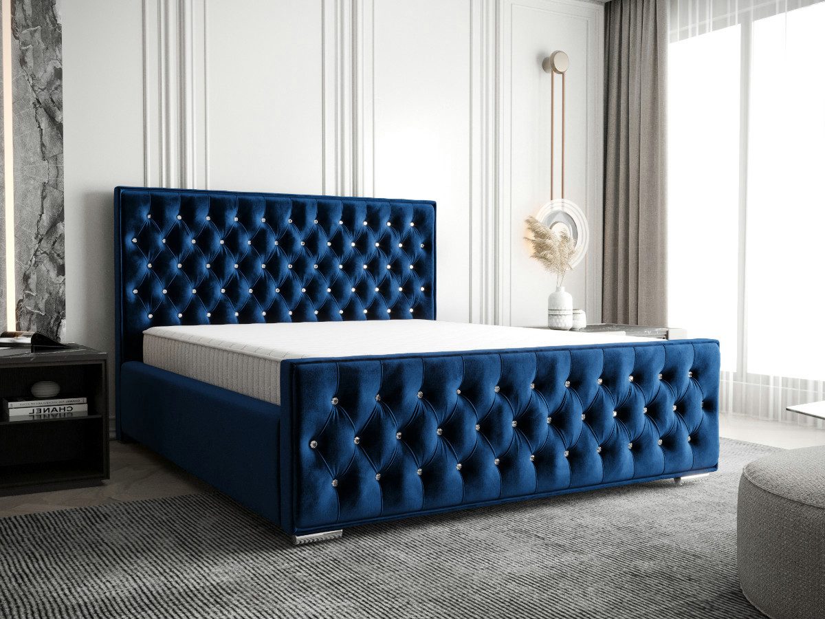 B&B Home Polsterbett Stauraumbett Schlafbett Bett Crystal 180 cm 200 cm (mit Bettkasten und Lattenrost, ohne Matratze)