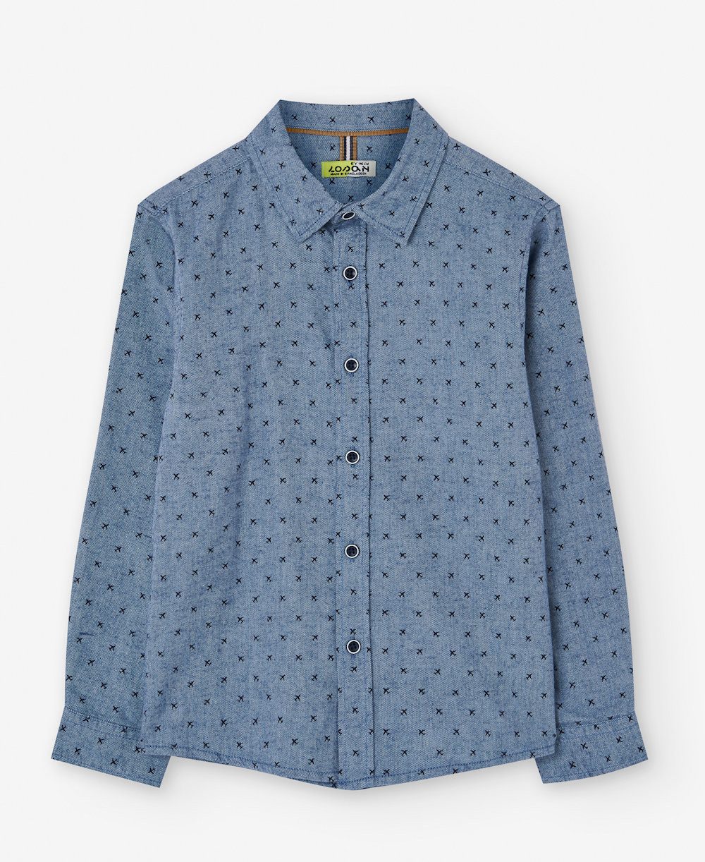 LOSAN Langarmhemd Losan Jungen Hemd Langarm Flugzeug Viyella blue (1-tlg., kein Set)