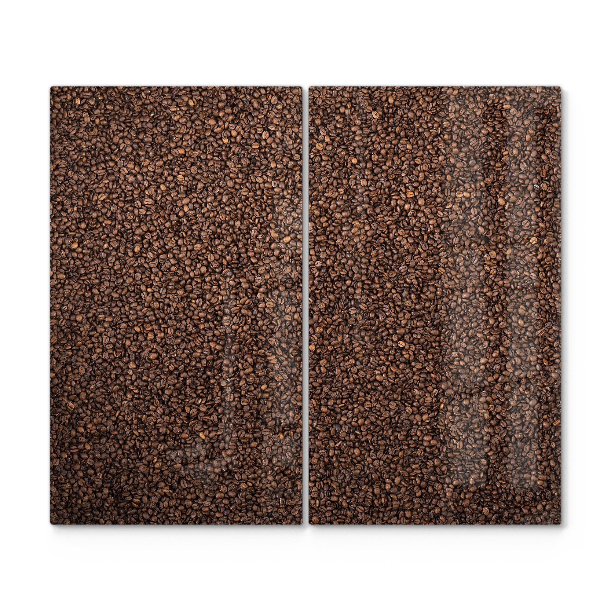 DEQORI Herdblende-/Abdeckplatte 'Kaffeebohnenmeer', Glas, (2 tlg), Herdabdeckplatte Ceranfeld Herd Platte Abdeckung Glasplatte