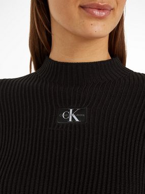 Calvin Klein Jeans Stehkragenpullover WOVEN LABEL LOOSE SWEATER mit Logopatch