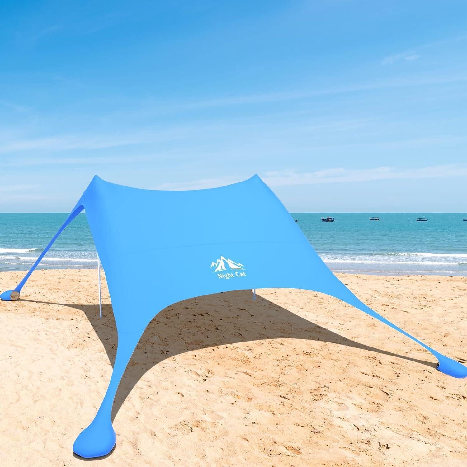 LuxusKollektion Strandmuschel Strandzelt Lycra Sonnensegel Sun Shelter UV-Schutz UPF 50+ Blau 3x2.8m
