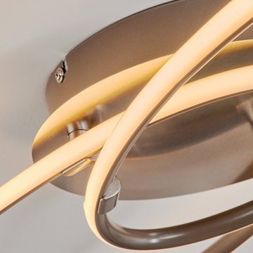 hofstein Deckenleuchte »Arce« runde Deckenlampe aus Metall/Kunststoff in Nickel-matt/weiß, 3000 Kelvin, LED, 3700 Lumen, dimmbar über herkömmlichen Lichtschalter