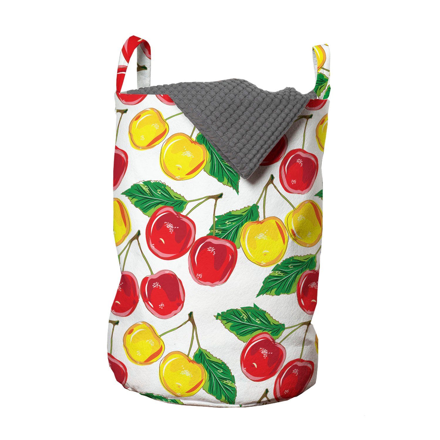 Abakuhaus Wäschesäckchen für Wäschekorb Kordelzugverschluss Kirschen Farbige Waschsalons, mit Grafik Griffen Obst