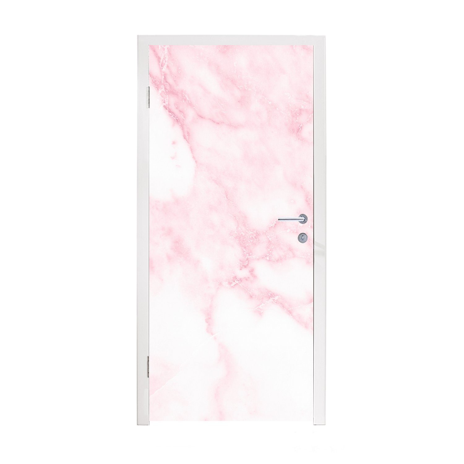 MuchoWow Türtapete Marmor - Weiß - Rosa - Chic - Marmoroptik, Matt, bedruckt, (1 St), Fototapete für Tür, Türaufkleber, 75x205 cm