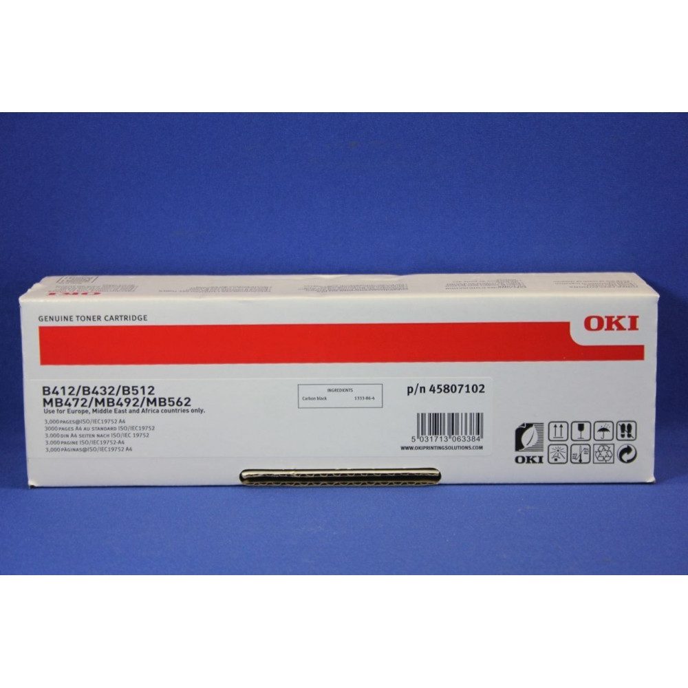 OKI Oki Toner schwarz 45807102 - Druckerzubehör. Schwarz-Weiß Laserdrucker, (CO2-neutraler Versand)
