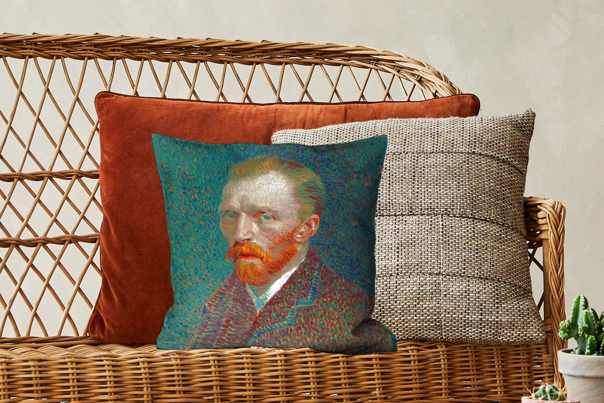 - - Alte Sofakissen Deko, Dekokissen Füllung Van mit Gogh für Schlafzimmer, Selbstporträt, Wohzimmer, MuchoWow Zierkissen Kunst Meister -