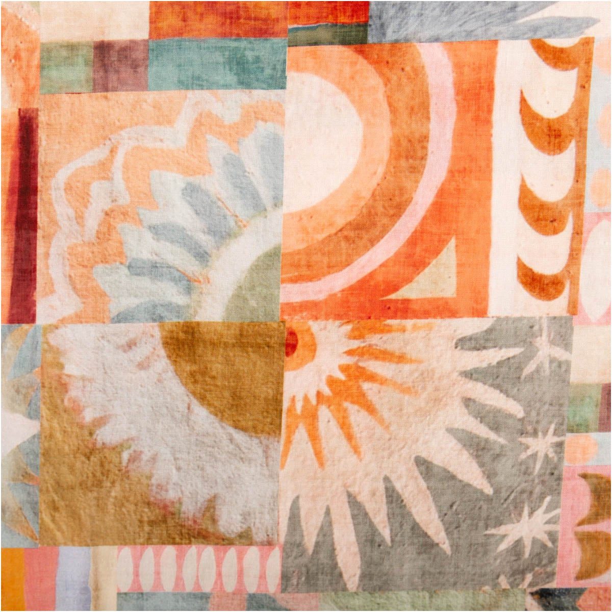 SCHÖNER LEBEN. Stoff Viskose Stoff Meterware Lenzing EcoVero™ Abstrakt Orange Grün 140cm, mit Metallic-Effekt,atmungsaktiv,pflegeleicht