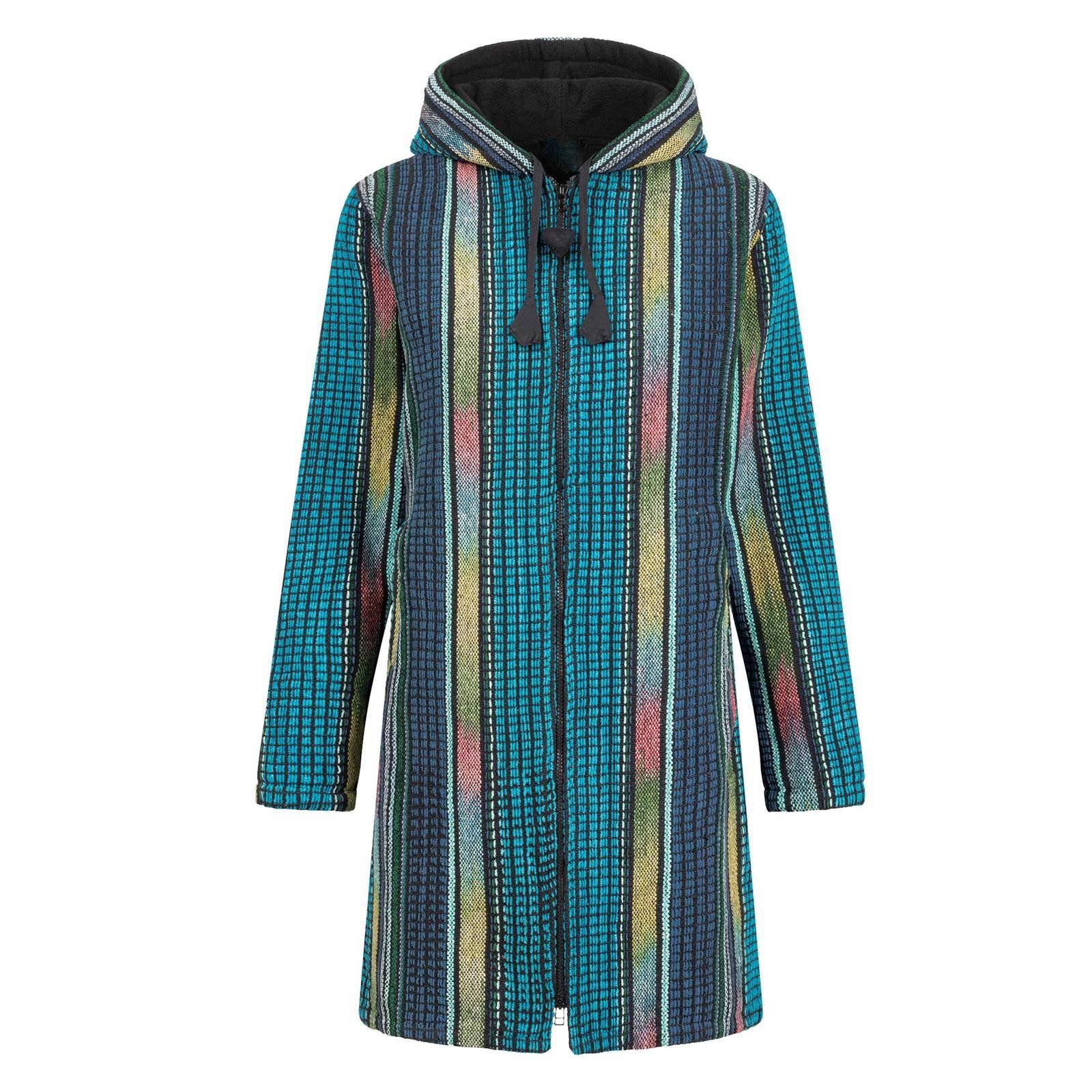 KUNST UND MAGIE Langjacke Damen Gheri Jacke Kurzmantel Kapuze -Hippie Goa Boho Damen Mantel