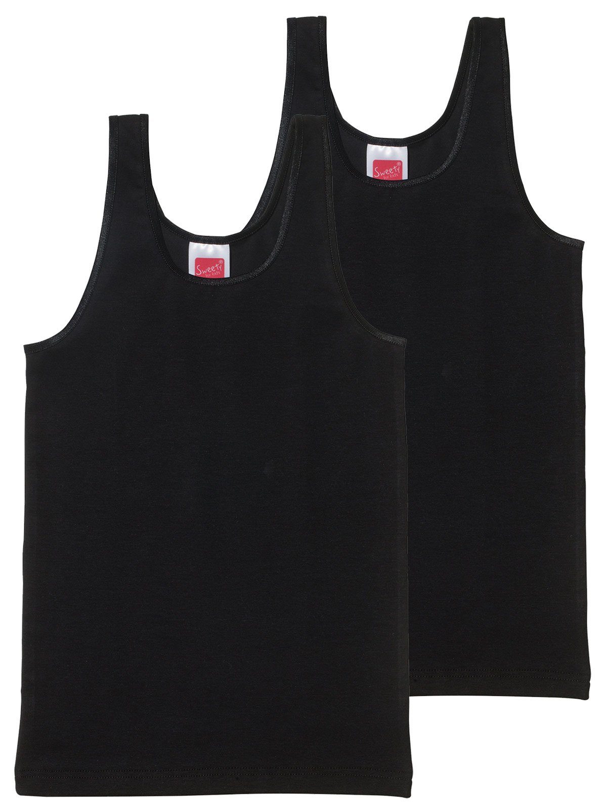Sweety for Kids Unterhemd 2er Sparpack Mädchen Achselhemd Single Jersey (Spar-Set, 2-St) hohe Markenqualität schwarz